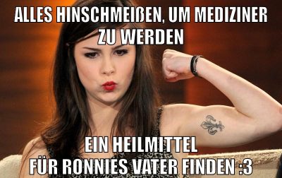 alles hinschmeißen, um mediziner zu werden Ein heilmittel für ronnies vater finden :3
