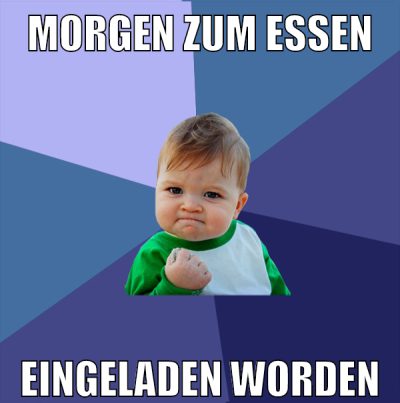 morgen zum essen eingeladen worden