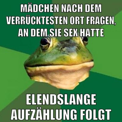 Mädchen nach dem verrücktesten Ort fragen, an dem sie Sex hatte Elendslange Aufzählung folgt