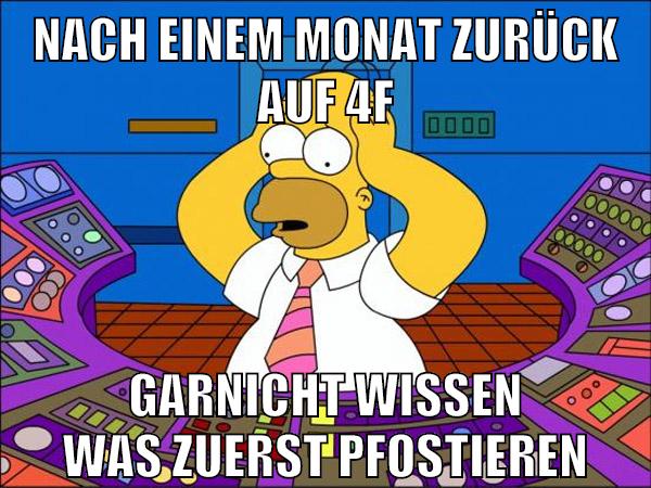 nach einem monat zurück auf 4f garnicht wissen was zuerst pfostieren