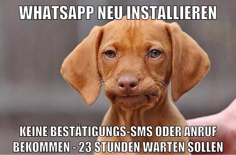 whatsapp neu installieren keine bestätigungs-sms oder anruf bekommen - 23 stunden warten sollen