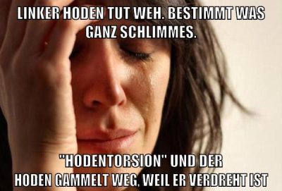 linker hoden tut weh. bestimmt was ganz schlimmes. "hodentorsion" und der hoden gammelt weg, weil er verdreht ist