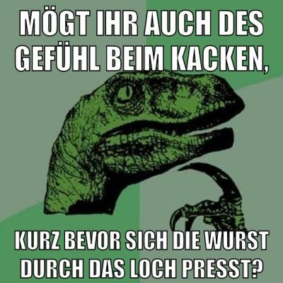 Mögt ihr auch des gefühl beim kacken, kurz bevor sich die wurst durch das loch presst?