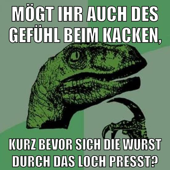 Mögt ihr auch des gefühl beim kacken, kurz bevor sich die wurst durch das loch presst?