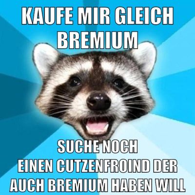 kaufe mir gleich bremium suche noch einen cutzenfroind der auch bremium haben will
