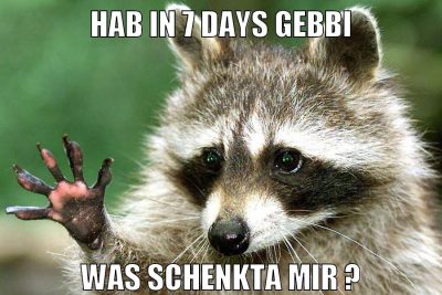 hab in 7 days gebbi was schenkta mir ?