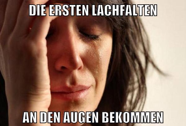 die ersten lachfalten an den augen bekommen