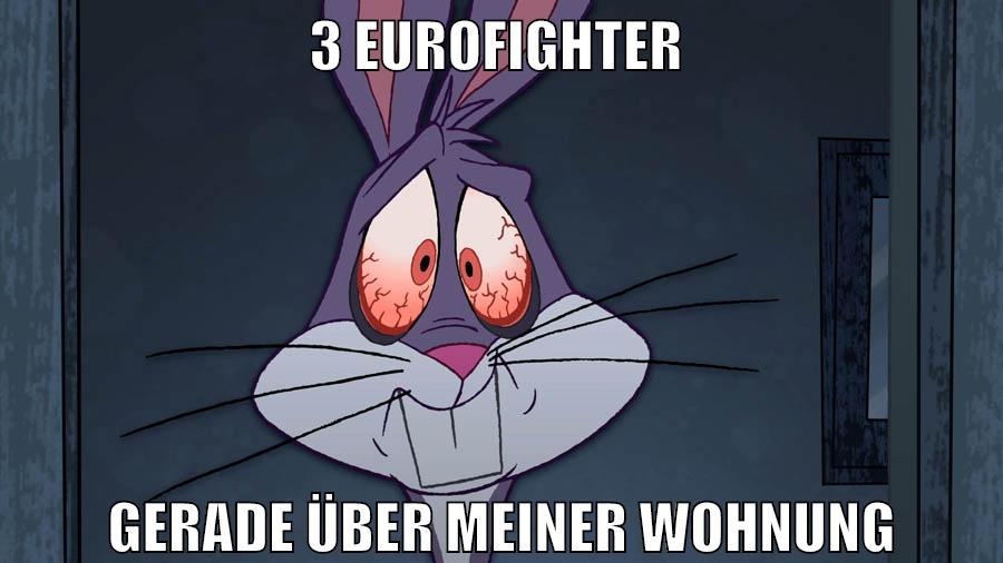 3 Eurofighter gerade über meiner Wohnung