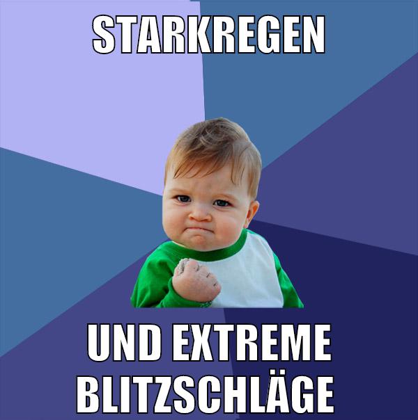 starkregen und extreme blitzschläge