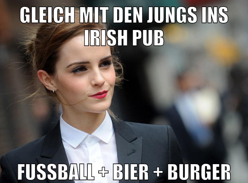 Gleich mit den Jungs ins Irish Pub Fussball + Bier + Burger