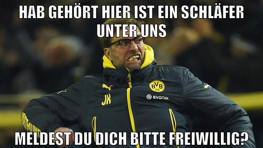 hab gehört hier ist ein schläfer unter uns meldest du dich bitte freiwillig?