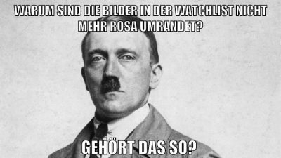 warum sind die bilder in der watchlist nicht mehr rosa umrandet? gehört das so?