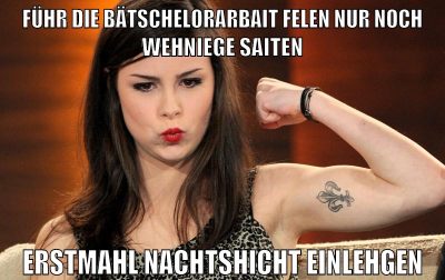 führ die bätschelorarbait felen nur noch wehniege saiten erstmahl nachtshicht einlehgen