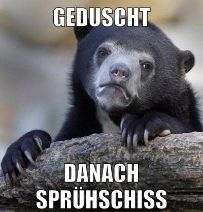 geduscht danach sprühschiss