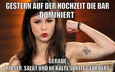 gestern auf der hochzeit die bar dominiert gerade pidser, salat und ne kalte sprite geordert