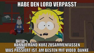 habe den lord verpasst kann jemand kurz zusammenfassen was passiert ist. am besten mit video. danke
