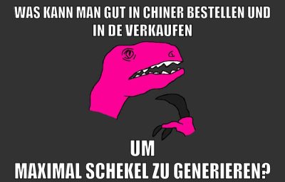 was kann man gut in chiner bestellen und in de verkaufen um maximal schekel zu generieren?
