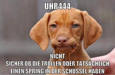 uhr444 nicht sicher ob die trollen oder tatsächlich einen spring in der schüssel haben