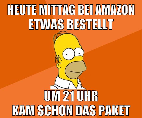 heute mittag bei amazon etwas bestellt um 21 uhr kam schon das paket