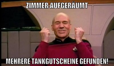 Zimmer aufgeräumt Mehrere Tankgutscheine gefunden!