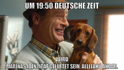 um 19:50 Deutsche Zeit wird Marinas Identität gelüftet sein. Allllahu Akbar.