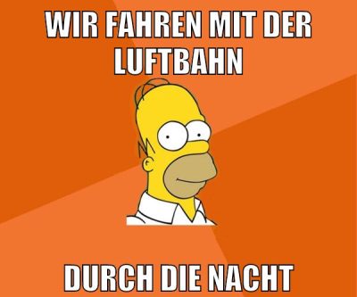 wir fahren mit der luftbahn durch die nacht