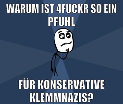 Warum ist 4fuckr so ein pfuhl für konservative klemmnazis?