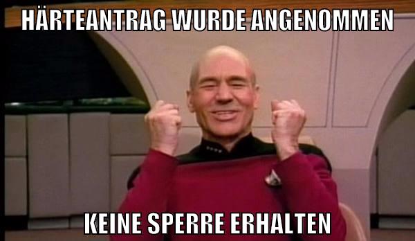 Härteantrag wurde angenommen Keine Sperre erhalten