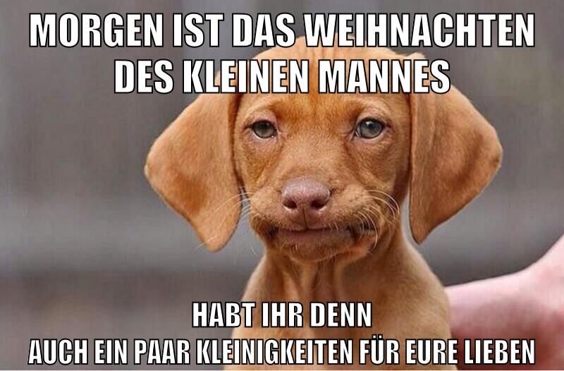 morgen ist das weihnachten des kleinen mannes habt ihr denn auch ein paar kleinigkeiten für eure lieben