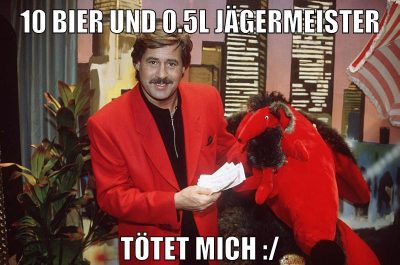 10 Bier und 0.5l Jägermeister tötet mich :/