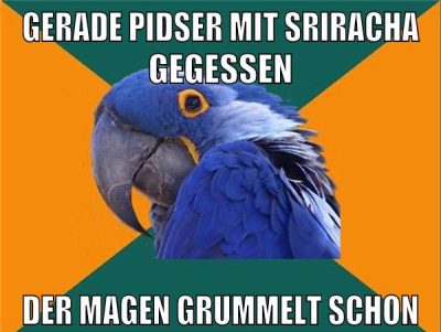 gerade pidser mit sriracha gegessen der magen grummelt schon