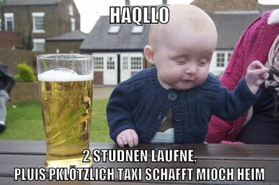 Haqllo 2 Studnen laufne, pluis pklötzlich taxi schafft mioch heim