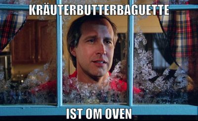 kräuterbutterbaguette ist om oven