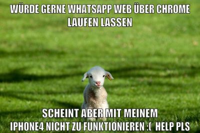 würde gerne whatsapp web über chrome laufen lassen scheint aber mit meinem iphone4 nicht zu funktionieren :(  help pls
