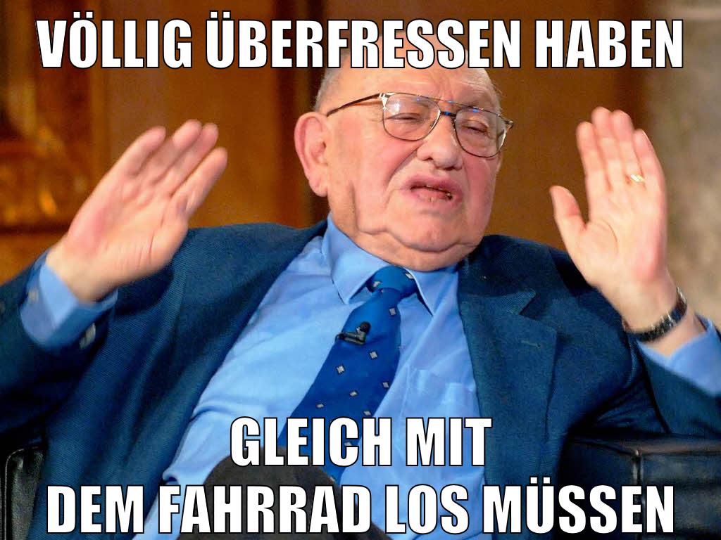 völlig überfressen haben gleich mit dem fahrrad los müssen