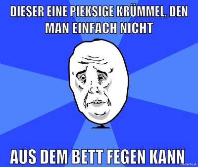 dieser eine pieksige krümmel, den man einfach nicht aus dem bett fegen kann