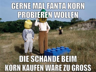 gerne mal fanta korn probieren wollen die schande beim korn kaufen wäre zu groß