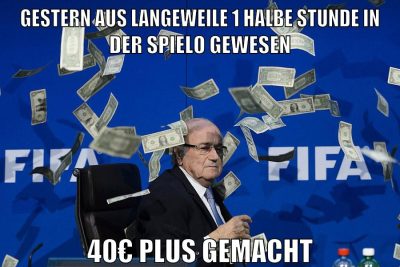 gestern aus langeweile 1 halbe stunde in der spielo gewesen 40€ plus gemacht