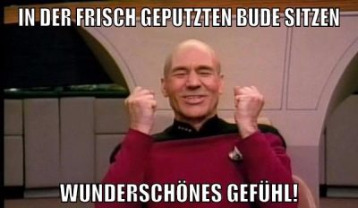 In der frisch geputzten Bude sitzen wunderschönes Gefühl!