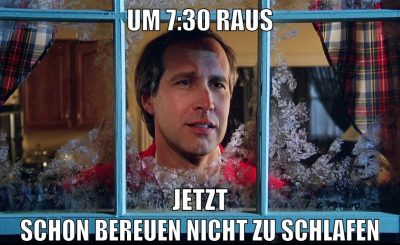 um 7:30 raus jetzt schon bereuen nicht zu schlafen