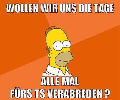 wollen wir uns die tage alle mal fürs ts verabreden ?
