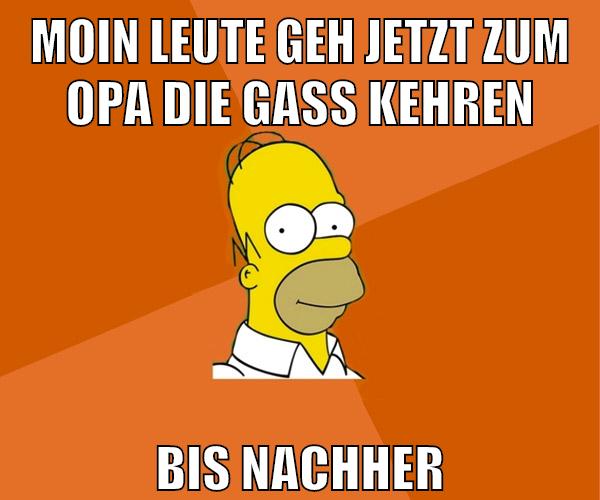 moin leute geh jetzt zum opa die gass kehren bis nachher