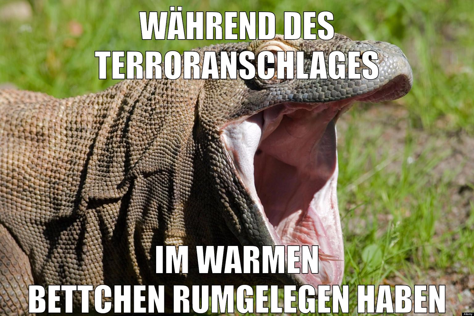 während des terroranschlages im warmen bettchen rumgelegen haben