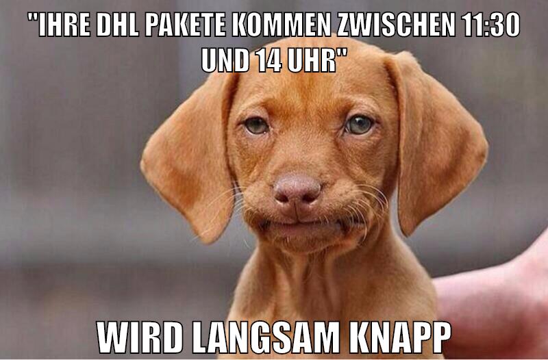 "ihre dhl pakete kommen zwischen 11:30 und 14 uhr" wird langsam knapp