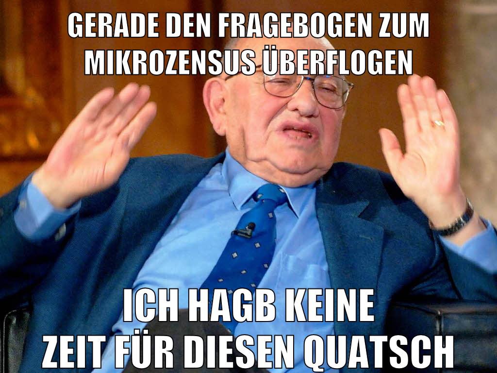 gerade den fragebogen zum mikrozensus überflogen ich hagb keine zeit für diesen quatsch