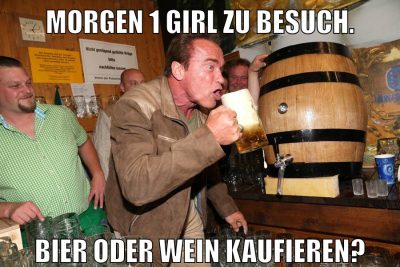 morgen 1 girl zu besuch. bier oder wein kaufieren?