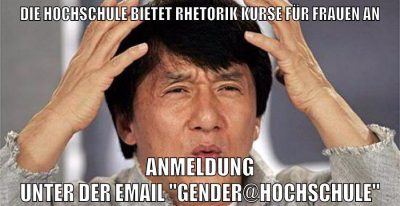 Die Hochschule bietet Rhetorik Kurse für Frauen an Anmeldung unter der Email "Gender@Hochschule"