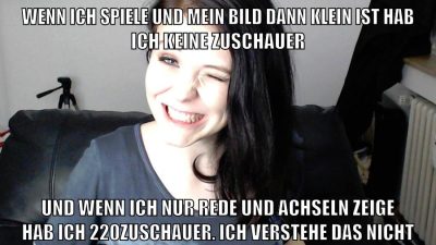 wenn ich spiele und mein bild dann klein ist hab ich keine zuschauer und wenn ich nur rede und achseln zeige hab ich 220zuschauer. ich verstehe das nicht