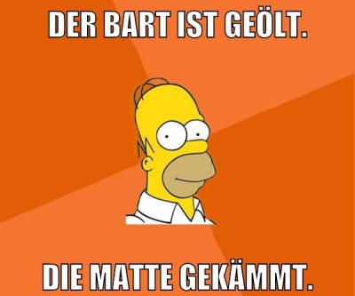 Der Bart ist geölt. Die Matte gekämmt.