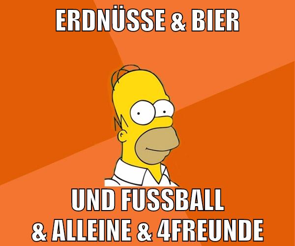 Erdnüsse & Bier und Fussball & alleine & 4freunde